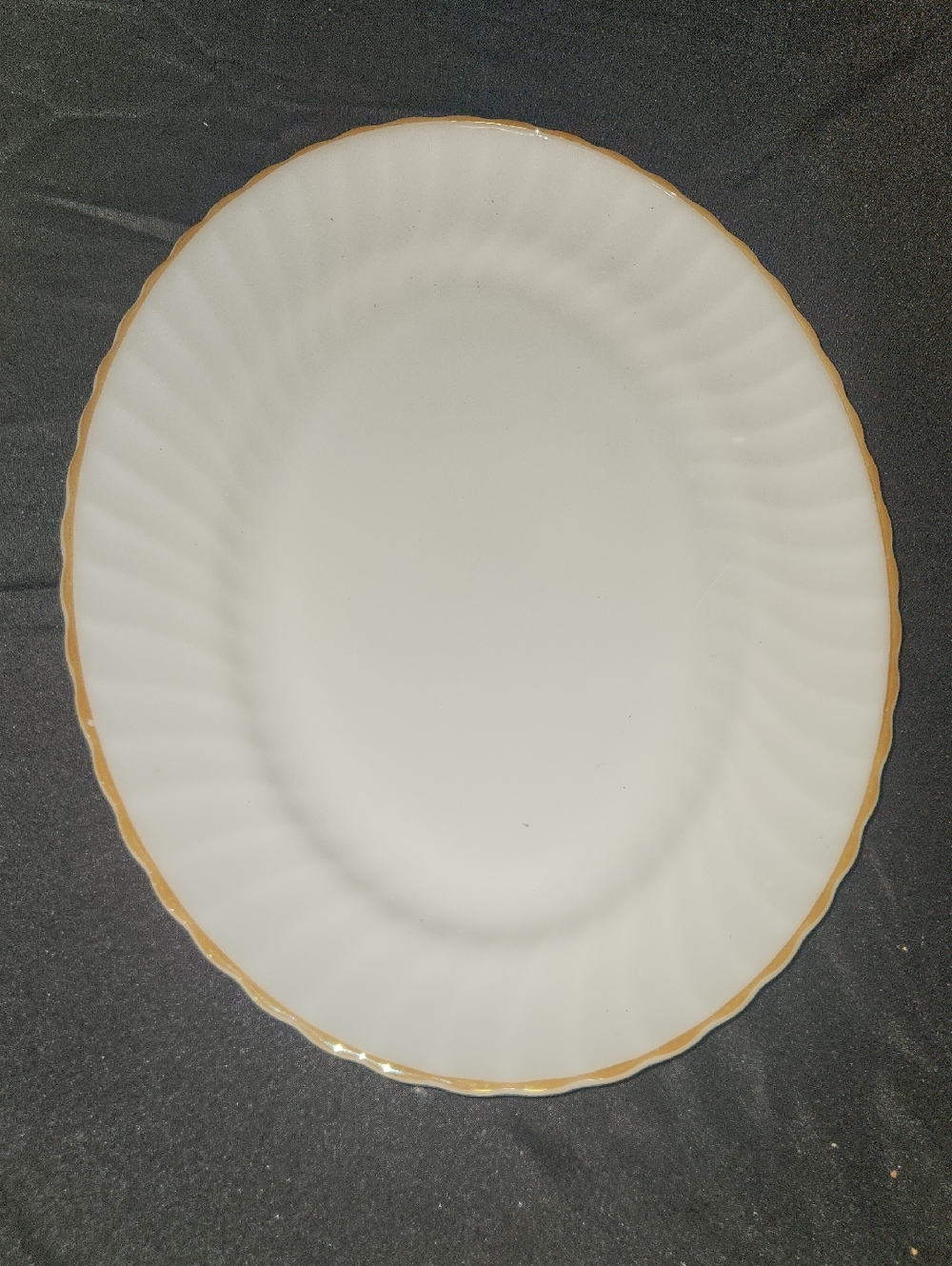 Anchor Hocking White Oval Platter with Gold Trim